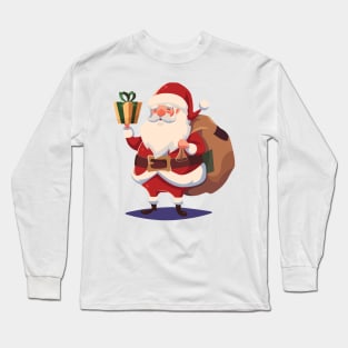 Santa carrying sack of gifts - Christmas Presents X-Mas Xmas Long Sleeve T-Shirt